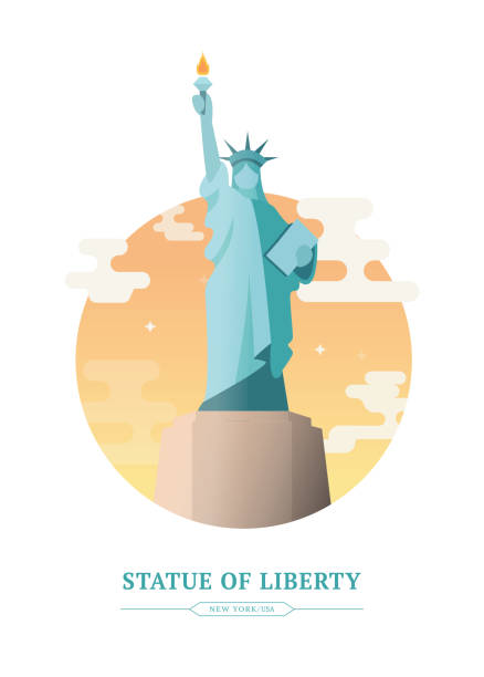 ilustrações, clipart, desenhos animados e ícones de estátua da liberdade - statue of liberty new york city statue usa