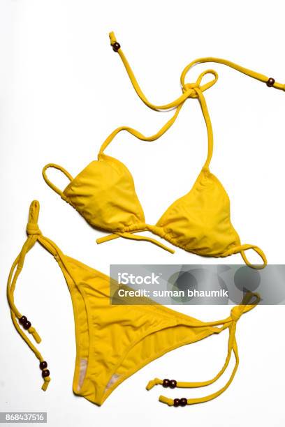 Yellow Bikini Stock Photo - Download Image Now - Bikini, Swimwear, Cut Out
