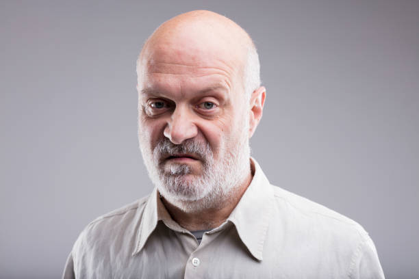 old bald man disgusted and disappointed that's not good at all says this old bald man disgusted and disappointed grimacing stock pictures, royalty-free photos & images