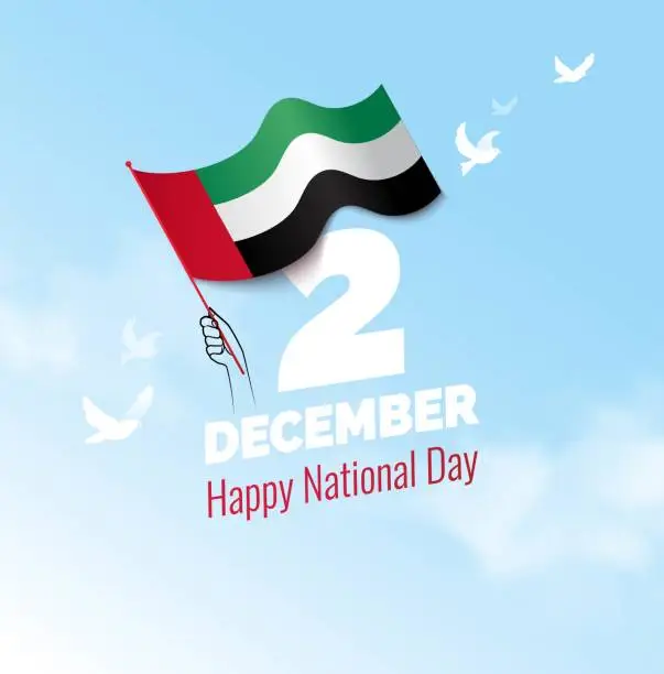 Vector illustration of 2 December. UAE Independence Day greeting card.