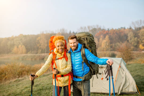 istock Couple hiking with backpacks 868442518