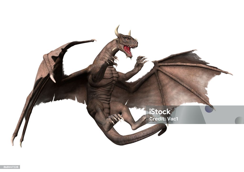 Rendu 3D d’un dragon fantastique isolé sur blanc - Photo de Dragon libre de droits
