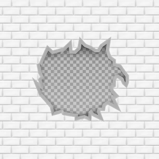 Vector illustration of Wall with hole. Vector illustration.
