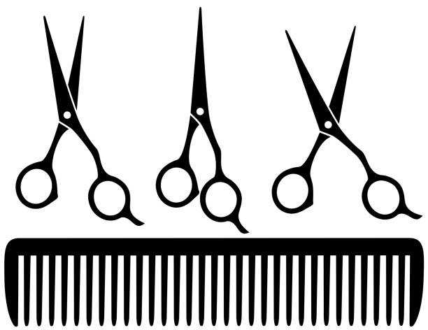 zestaw profesjonalnych nożyczek - hair care illustrations stock illustrations
