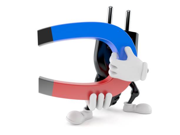 istock Electric plug character holding horseshoe magnet 868457902