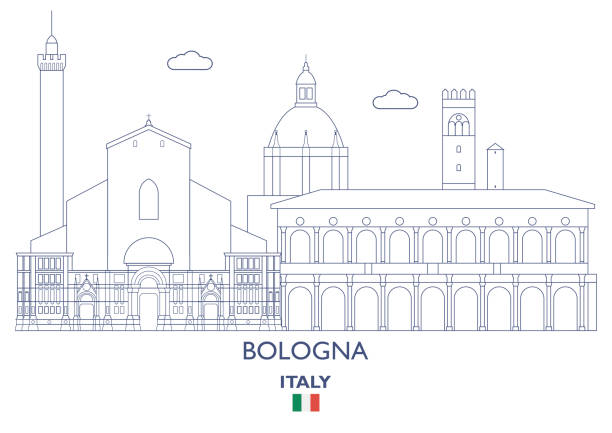 illustrazioni stock, clip art, cartoni animati e icone di tendenza di skyline della città di bologna, italia - bologna