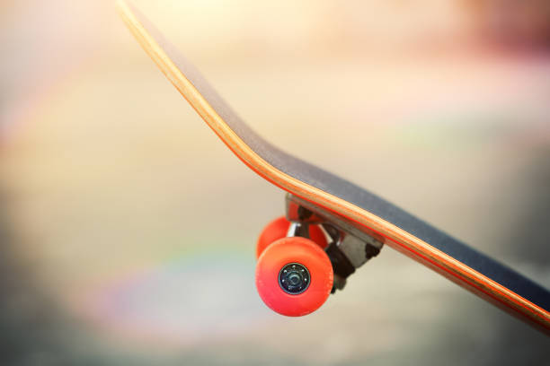 istock skateboard on skatepark ramp ready for next ride 868465210