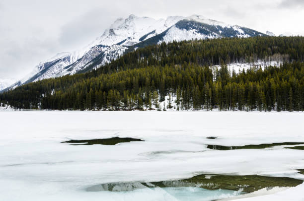 Winter View Of Two Jack Lake Stock Photo - Download Image Now