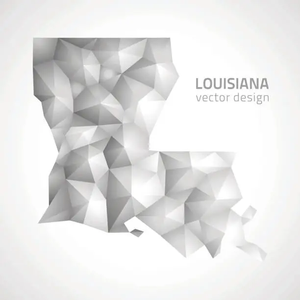 Vector illustration of Louisiana vector grey and silver 3d mosaic shadow triangle map