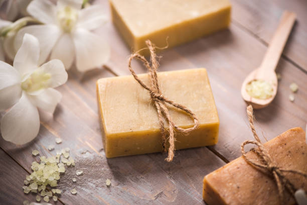 istock Handmade soap with white orchid. Spa products. 868470420