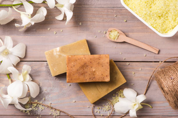 istock Handmade soap with white orchid. Spa products. 868470664