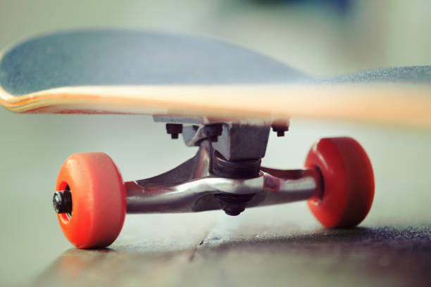 istock skateboard on skatepark ramp ready for next ride 868473582