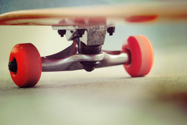 istock skateboard on skatepark ramp ready for next ride 868474822