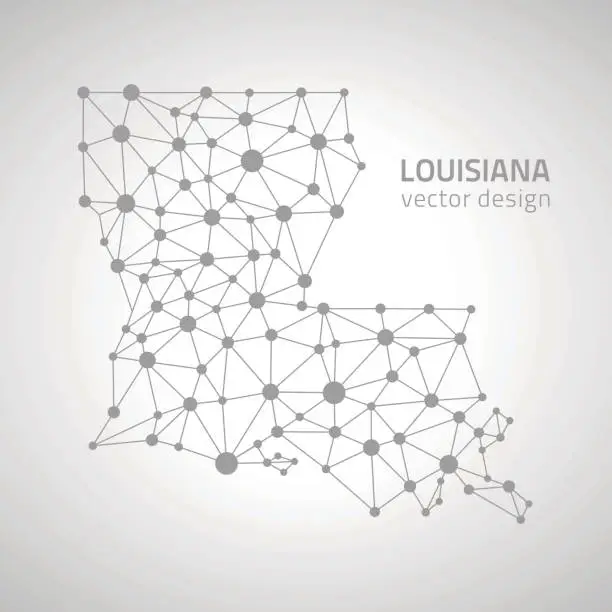 Vector illustration of Louisiana polygonal vector silver map