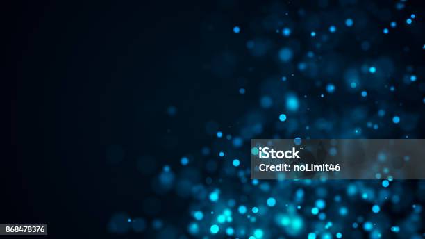 Blue Bokeh Background Digital Illustration Stock Photo - Download Image Now - Blue, Backgrounds, Glittering