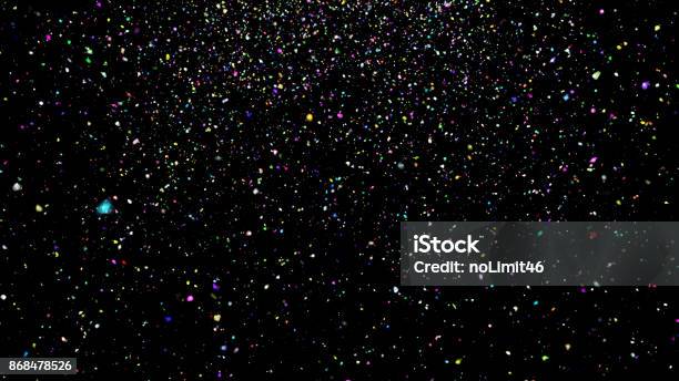 Abstract Background With Confetti On Black Background Stock Photo - Download Image Now