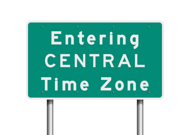 Central Time Zone road sign Vector illustration of entering Central time zone road sign central european time stock illustrations