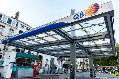 Brussels: Q8 gas station in the center of Brussels, Belgium
