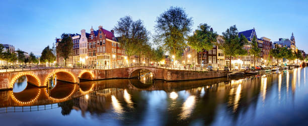 istock Panorama from Amsterdam in Netherlands at night 868482688