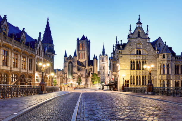 istock Medieval Ghent at night. Belgium 868482862