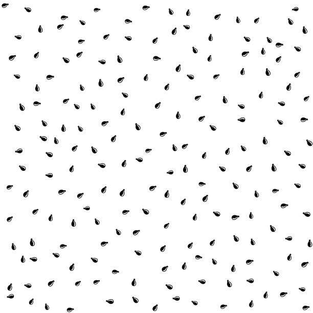 ilustrações de stock, clip art, desenhos animados e ícones de sesame seeds black seamless background random pattern texture - sesame