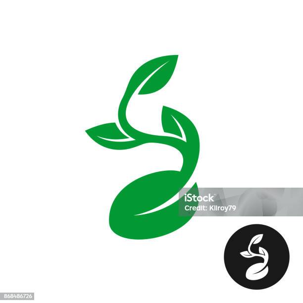 Sprout Symbol One Shape Style Plant With Seed And Green Leaves Ve Stock Illustration - Download Image Now