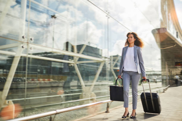 istock Single business woman commuting, on the move. 868487124