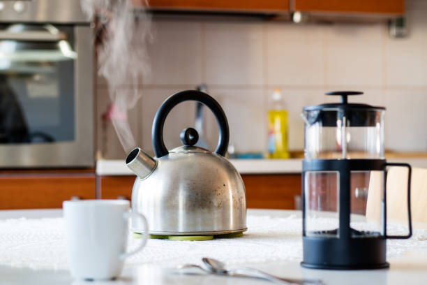 istock Morning yerba tea. Tasty tea brewed in cafetiere on the kitchen table. 868487850
