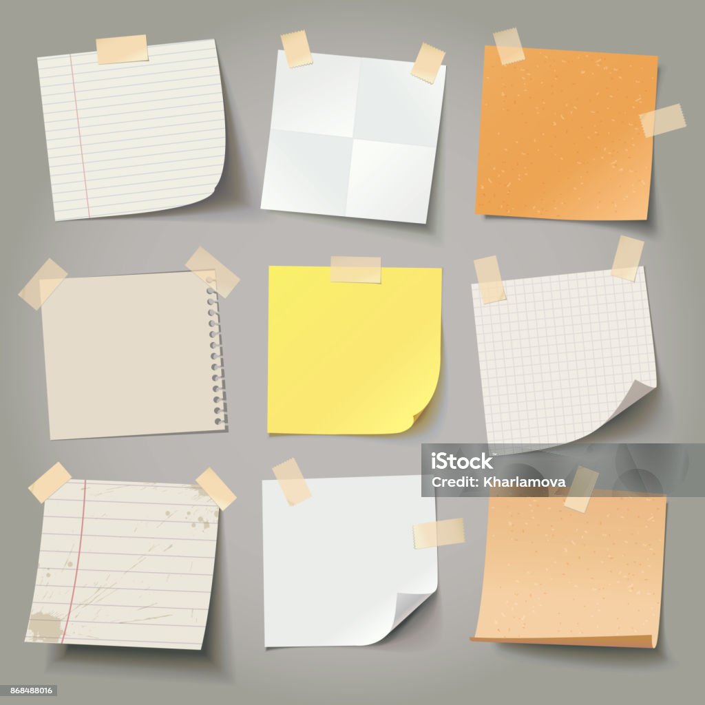 Collection Of Various Note Papers Ready For Your Message Stock ...
