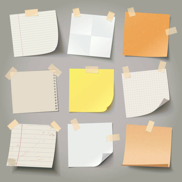 Collection of various note papers, ready for your message vector art illustration
