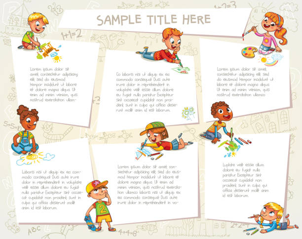 illustrations, cliparts, dessins animés et icônes de cute enfants réunissant des images - paper education preschool blank