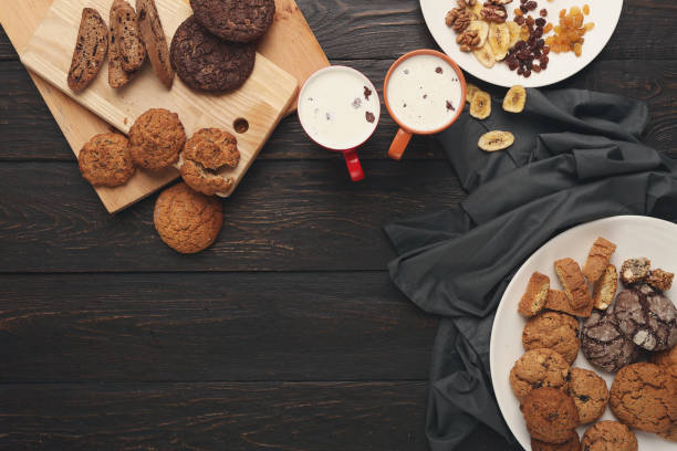 istock Oatmeals cookies and biscotti for warm winter evening 868491764
