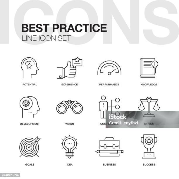 Best Practice Line Icon Set Stock Illustration - Download Image Now - Skill, Wisdom, Mergers and Acquisitions