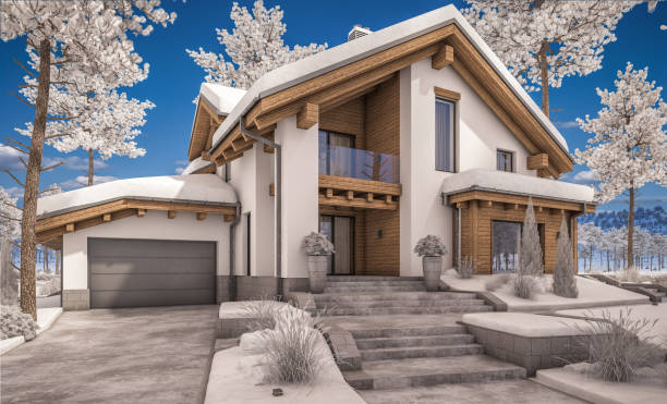 istock 3d rendering of modern cozy house in chalet style 868498986
