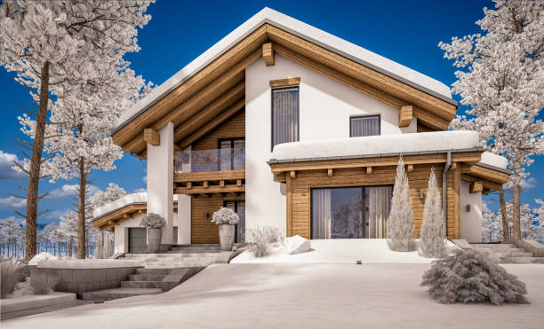 istock 3d rendering of modern cozy house in chalet style 868498996