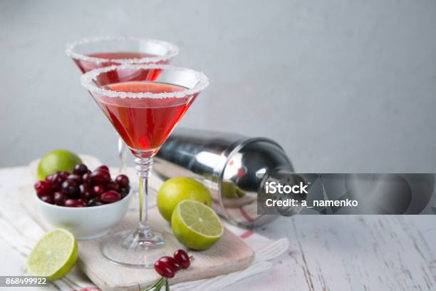 Cranberry And Lime Martini Stock Photo - Download Image Now - Cosmopolitan Cocktail, Drink, Alcohol - Drink