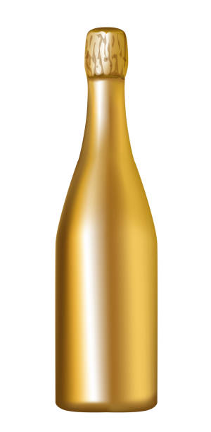 Golden champagne bottle vector art illustration