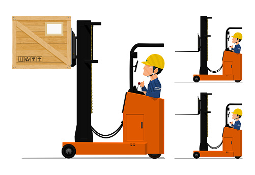 Worker Is Using Loader Machine Stock Illustration - Download Image Now ...