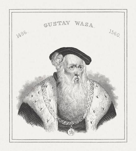 ilustrações de stock, clip art, desenhos animados e ícones de gustav vasa (1496-1560), king of sweden, steel engraving, published 1843 - king of sweden