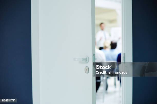 Door Of Conference Hall Stock Photo - Download Image Now - Door, Closing, Office
