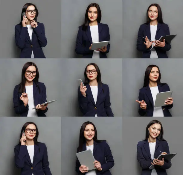 Photo of Collage of business woman emotions