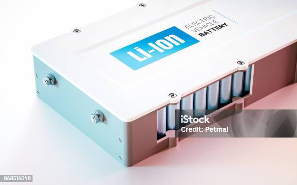 Ev Liion Battery Concept Close Up View 3d Rendering Stock Photo - Download Image Now