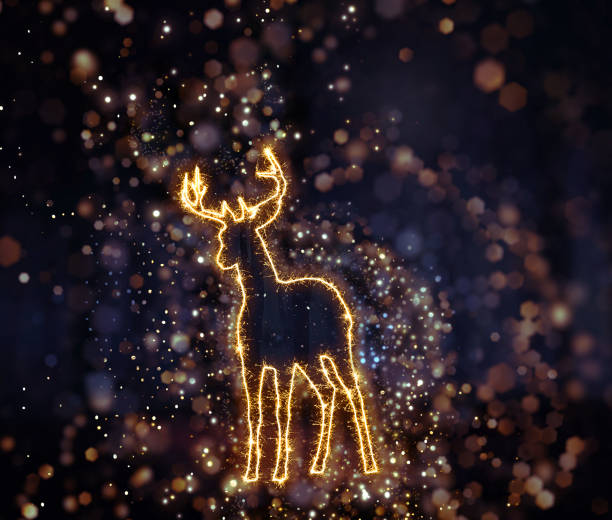 istock 3D Christmas background with sparkly deer outline 868519610
