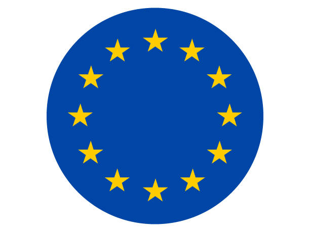 Flag of European Union Vector illustration of round flag of European Union capital region stock illustrations