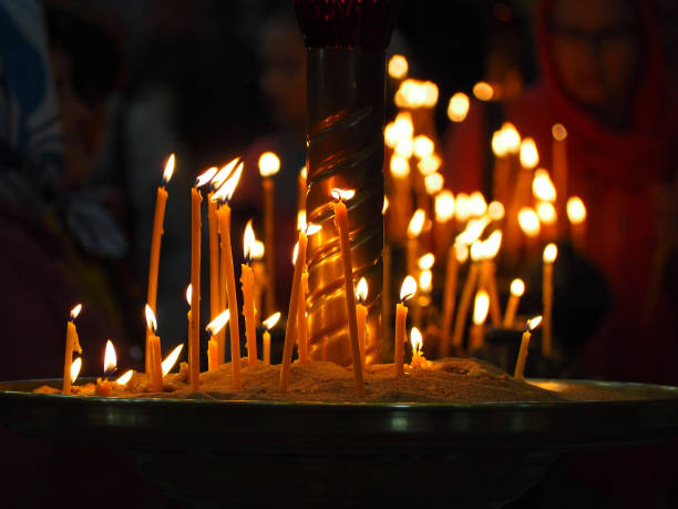 istock Burning candles in the temple, liturgy, worship night prayer 868532900