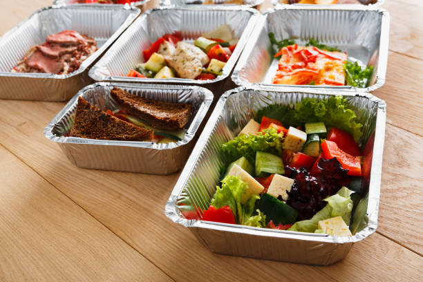 istock Healthy food in boxes, diet concept. 868536362