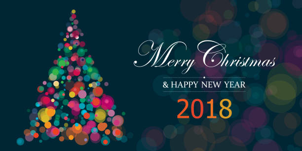 New Year And Christmas 2018 Illustration Horizontal With Copy Space Text Vibrant and sparkling greeting for Christmas and New Year 2018. 2018 stock illustrations
