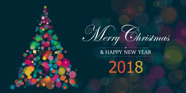 Vector illustration of New Year And Christmas 2018 Illustration Horizontal With Copy Space Text