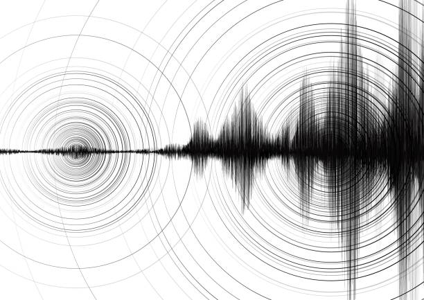 Power of Earthquake Wave with Circle Vibration on White paper background,audio wave diagram concept,design for education and science,Vector Illustration. vector art illustration