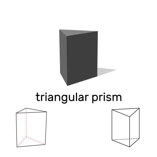 Vector illustration of Triangular prism. Geometric shape. Isolated on white background. Vector illustration.